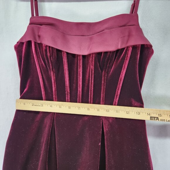 Azazie Atelier Mini Holiday Dress Womens 6 Wine Red Big Bow Back Velvet Cocktail - Picture 13 of 15